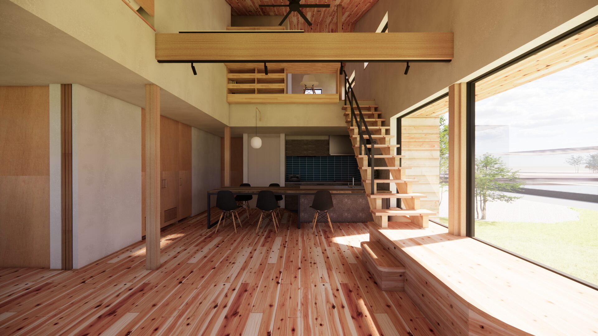 見学会4/11(土)｜御代田町【信州杉に包まれる 薪ストーブのある大屋根の家】見どころ